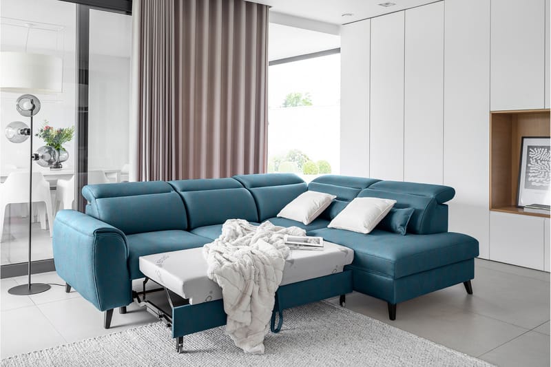 Praston Bäddsoffa m. Schäslong 3-sits Mörkblå - Möbler - Vardagsrum - Bäddsoffor