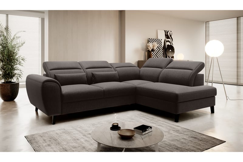 Praston Bäddsoffa m. Schäslong 3-sits Mörkbrun - Möbler - Vardagsrum - Bäddsoffor