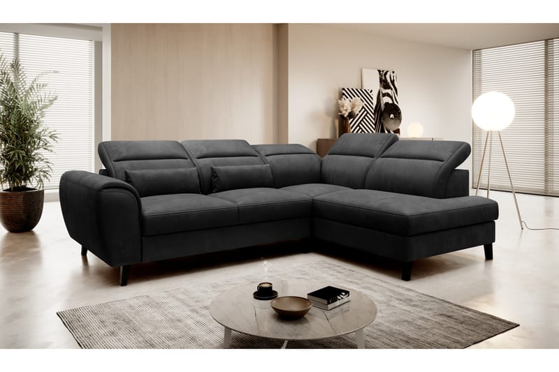 Praston Bäddsoffa m. Schäslong 3-sits Mörkgrå - Möbler - Vardagsrum - Bäddsoffor