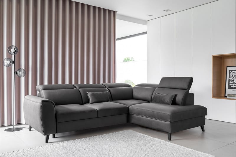 Praston Bäddsoffa m. Schäslong 3-sits Mörkgrå - Möbler - Vardagsrum - Bäddsoffor