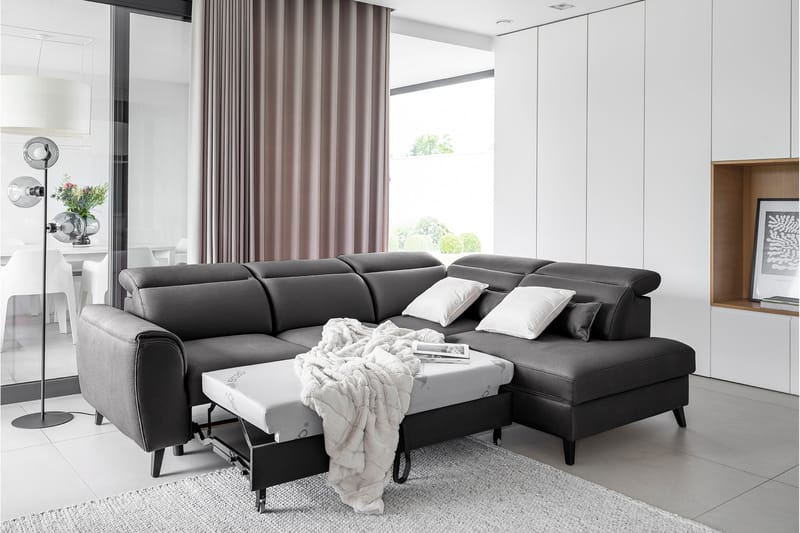 Praston Bäddsoffa m. Schäslong 3-sits Mörkgrå - Möbler - Vardagsrum - Bäddsoffor