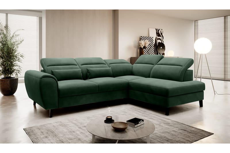 Praston Bäddsoffa m. Schäslong 3-sits Mörkgrön - Möbler - Vardagsrum - Bäddsoffor