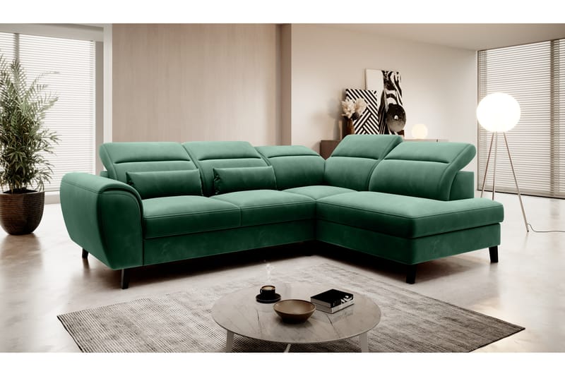 Praston Bäddsoffa m. Schäslong 3-sits Mörkgrön - Möbler - Vardagsrum - Bäddsoffor