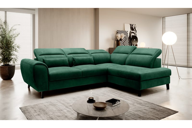 Praston Bäddsoffa m. Schäslong 3-sits Mörkgrön - Möbler - Vardagsrum - Bäddsoffor