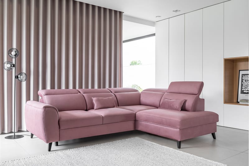 Praston Bäddsoffa m. Schäslong 3-sits Rosa - Möbler - Vardagsrum - Bäddsoffor