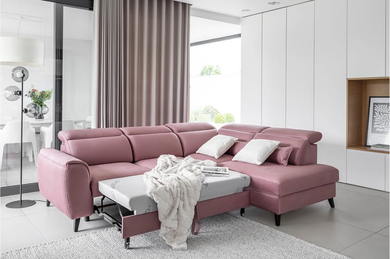Praston Bäddsoffa m. Schäslong 3-sits Rosa - Möbler - Vardagsrum - Bäddsoffor