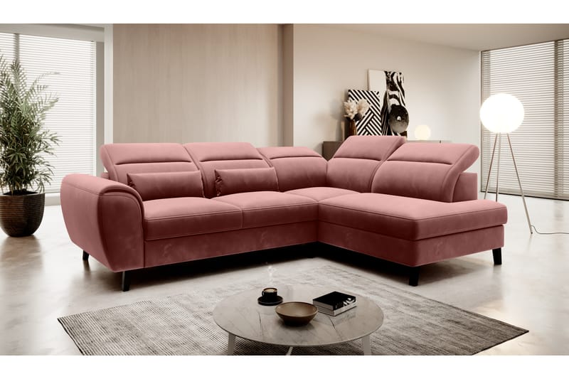 Praston Bäddsoffa m. Schäslong 3-sits Rosa - Möbler - Vardagsrum - Bäddsoffor