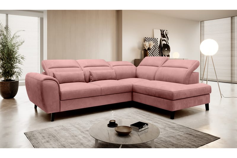Praston Bäddsoffa m. Schäslong 3-sits Rosa - Möbler - Vardagsrum - Bäddsoffor