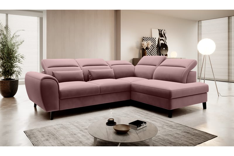 Praston Bäddsoffa m. Schäslong 3-sits Rosa - Möbler - Vardagsrum - Bäddsoffor