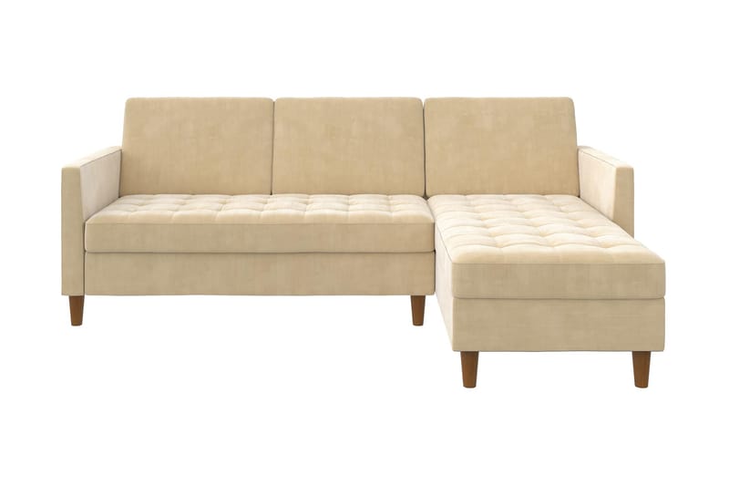 PRESLEY 3-sits Divanbäddsoffa Ställbar Krämvit/Trä - Dorel Home - Bäddsoffor - Bäddsoffa divan