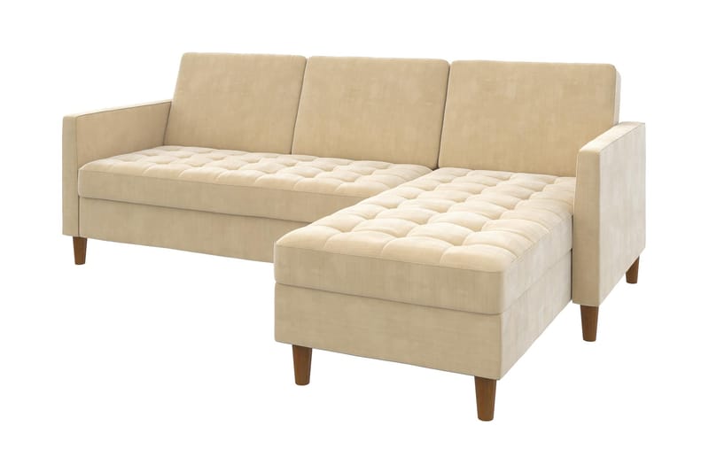 PRESLEY 3-sits Divanbäddsoffa Ställbar Krämvit/Trä - Dorel Home - Bäddsoffor - Bäddsoffa divan