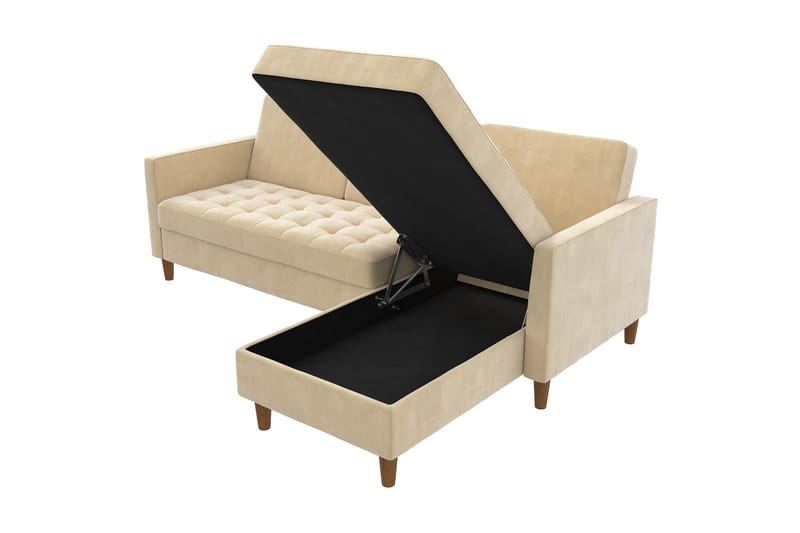 PRESLEY 3-sits Divanbäddsoffa Ställbar Krämvit/Trä - Dorel Home - Bäddsoffor - Bäddsoffa divan