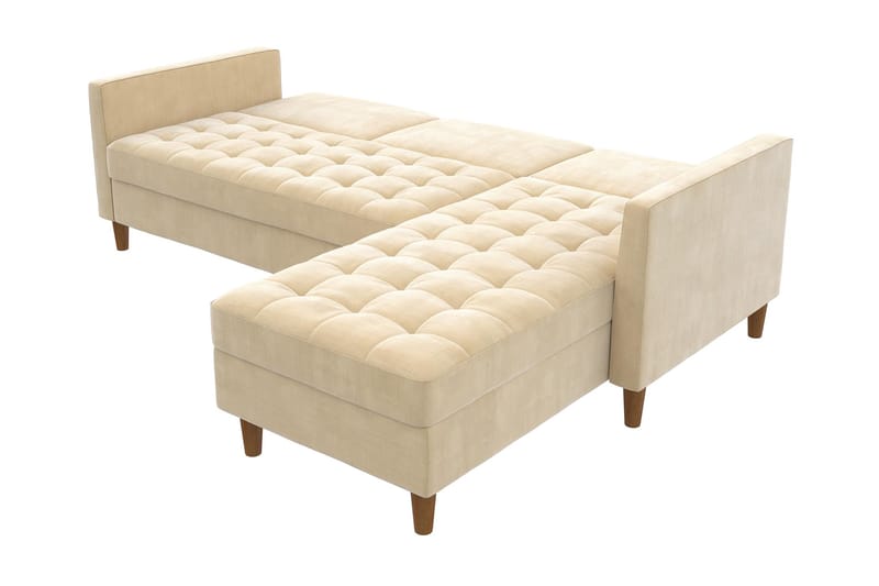 PRESLEY 3-sits Divanbäddsoffa Ställbar Krämvit/Trä - Dorel Home - Bäddsoffor - Bäddsoffa divan