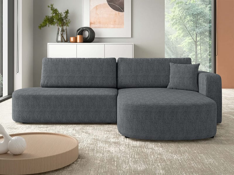 Pryda 4-sits Bäddsoffa divan höger med förvaring - grå - Möbler - Vardagsrum - Bäddsoffor - Hörnbäddsoffa