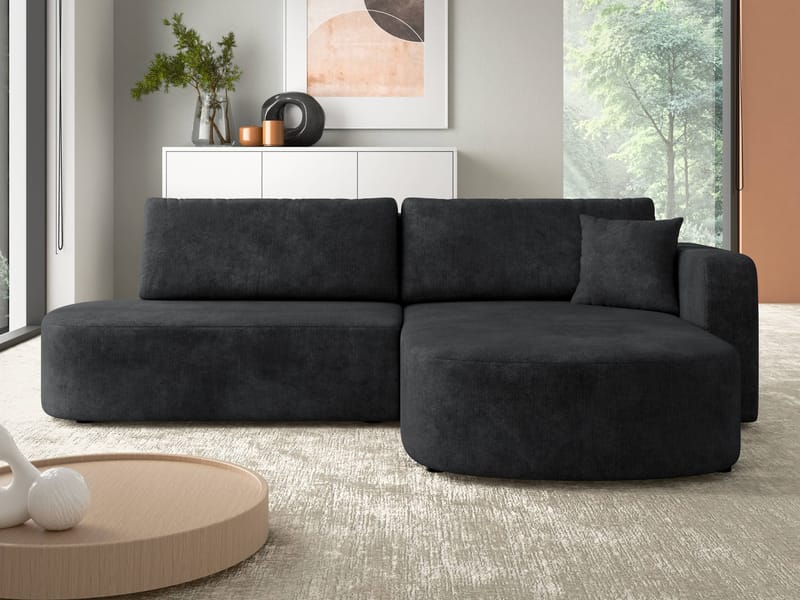 Pryda 4-sits Bäddsoffa divan höger med förvaring - svart - Möbler - Vardagsrum - Bäddsoffor - Hörnbäddsoffa