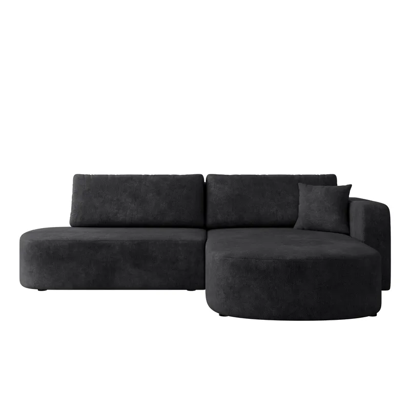 Pryda 4-sits Bäddsoffa divan höger med förvaring, svart
