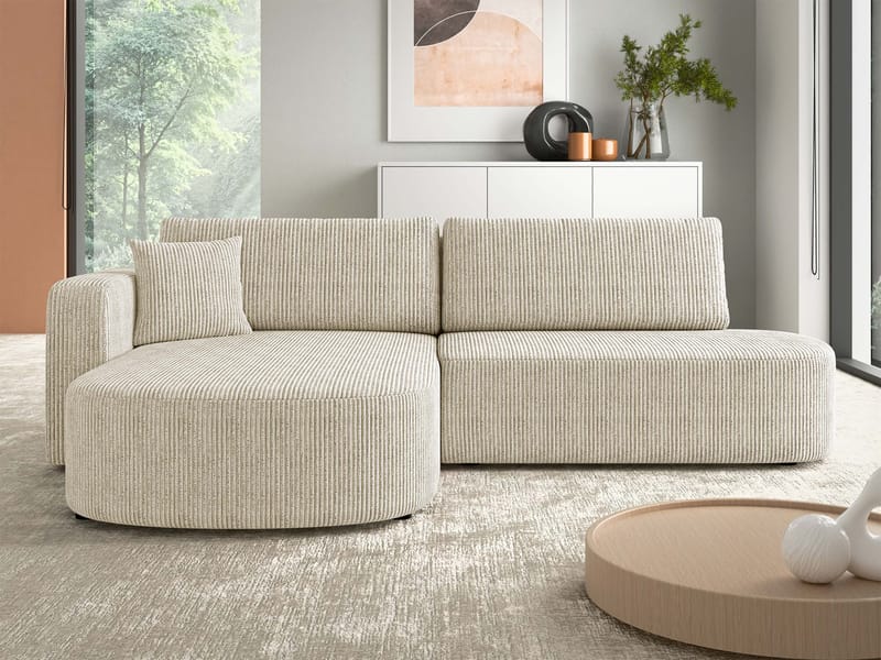 Pryda 4-sits Bäddsoffa divan vänster med förvaring - beige - Möbler - Vardagsrum - Bäddsoffor