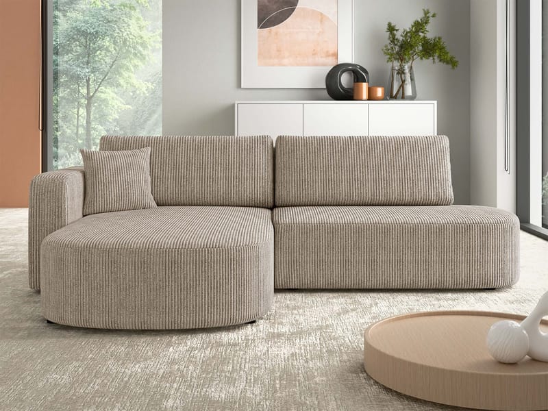 Pryda 4-sits Bäddsoffa divan vänster med förvaring - beige - Möbler - Vardagsrum - Bäddsoffor - Hörnbäddsoffa