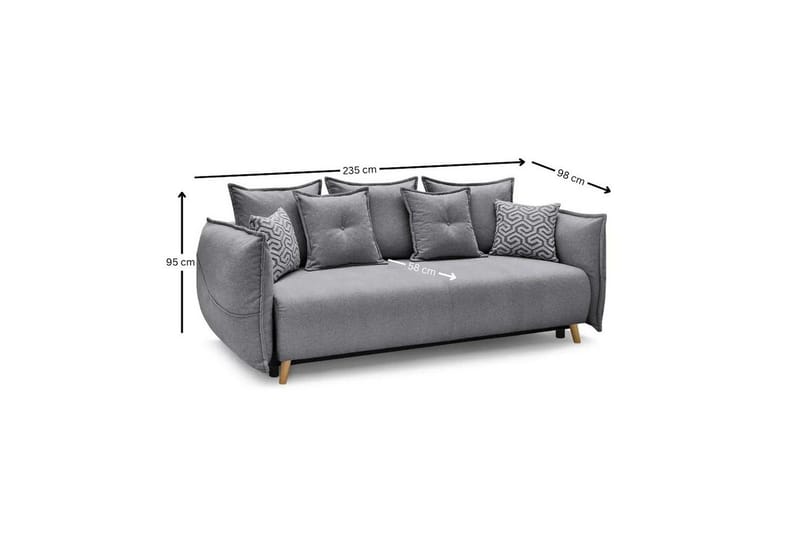 Puffin Bäddsoffa 3-sits - Grå - Möbler - Vardagsrum - Bäddsoffor