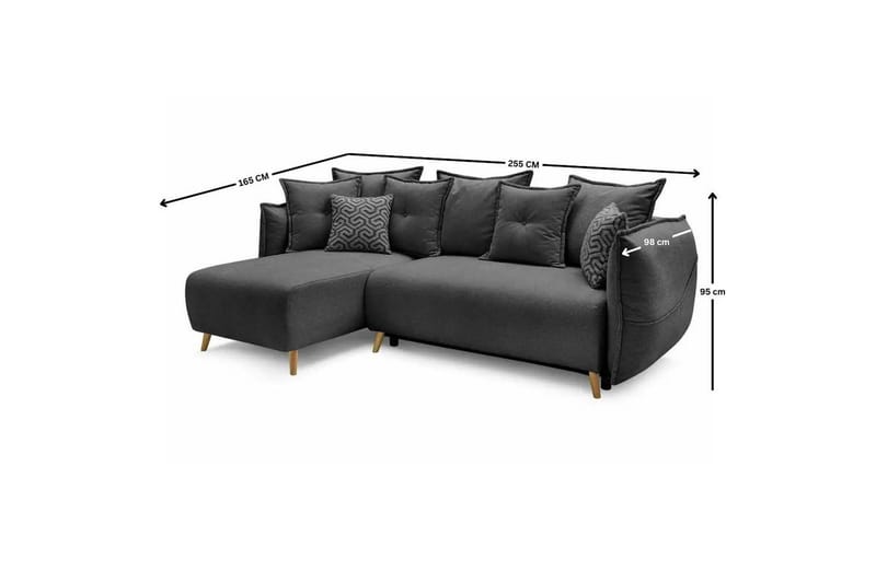 Puffin Bäddsoffa med Divan 3-sits - Antracit - Möbler - Vardagsrum - Bäddsoffor