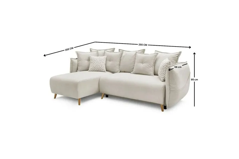 Puffin Bäddsoffa med Divan 3-sits - Krämvit - Möbler - Vardagsrum - Bäddsoffor