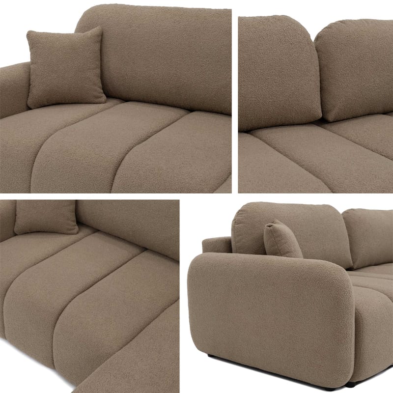 Quarlos 3-sits Bäddsoffa med Divan Vänster och Förvaring - Brun - Möbler - Vardagsrum - Bäddsoffor - Hörnbäddsoffa
