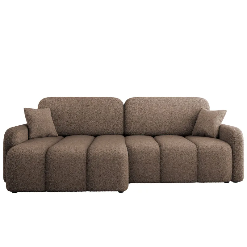 Quarlos 3-sits Bäddsoffa med Divan Vänster och Förvaring, Brun