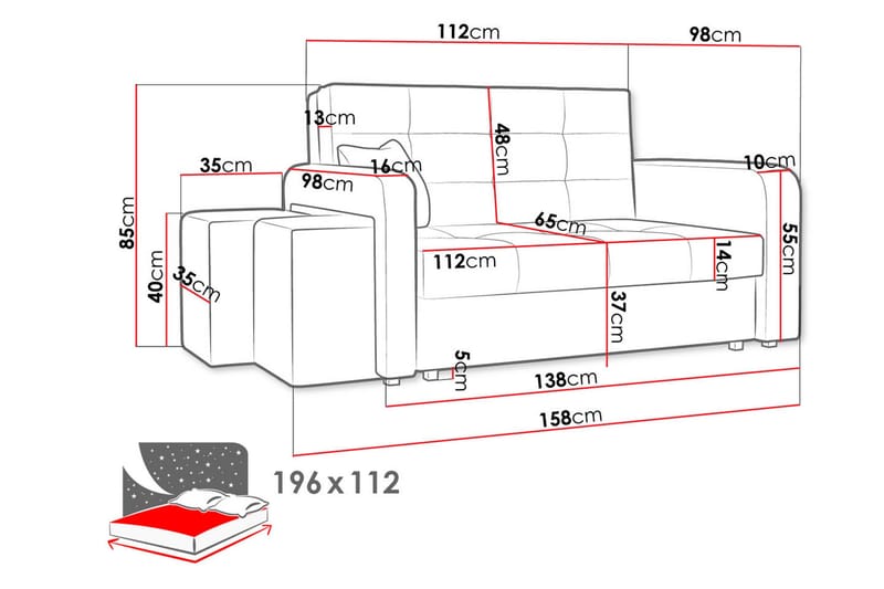 Ramdalen 2-sits Bäddsoffa Vänster - Sammet/Svart - Möbler - Vardagsrum - Bäddsoffor