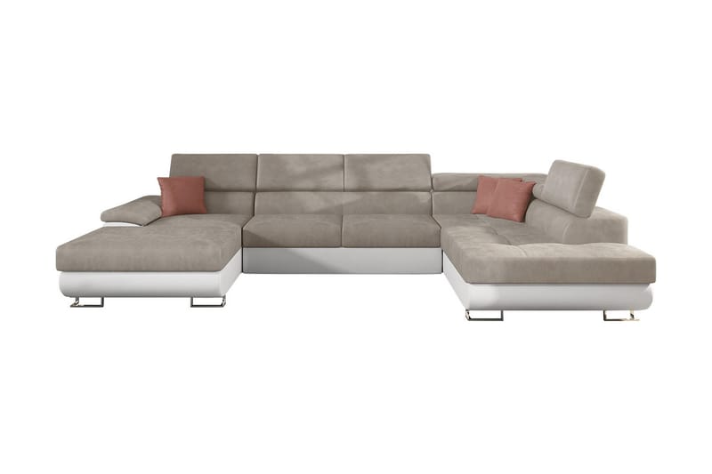 RAMERO Bäddsoffa m. Divan och Schäslong Förvaring 4-sits Bei - Möbler - Vardagsrum - Bäddsoffor - U bäddsoffa