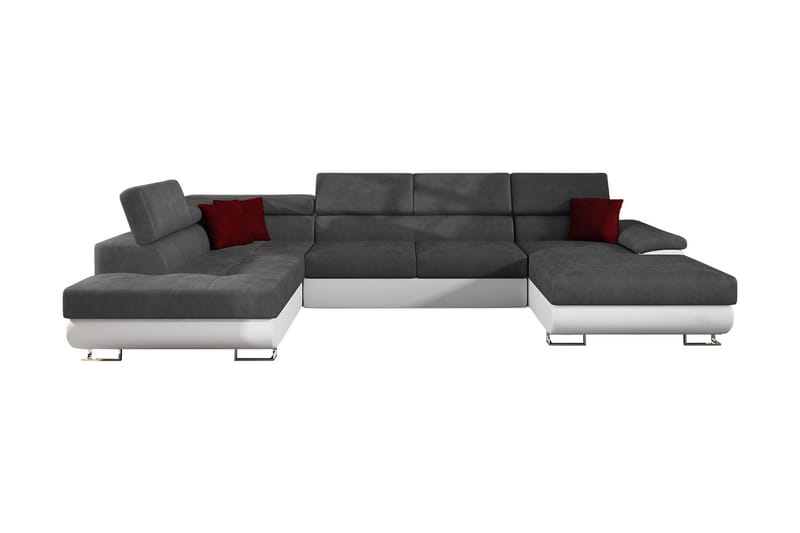 RAMERO Bäddsoffa m. Divan och Schäslong Förvaring 4-sits Grå - Möbler - Vardagsrum - Bäddsoffor - U bäddsoffa