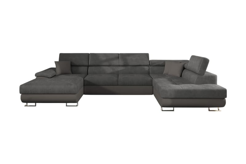 RAMERO Bäddsoffa m. Divan och Schäslong Förvaring 4-sits Grå - Möbler - Vardagsrum - Bäddsoffor - U bäddsoffa
