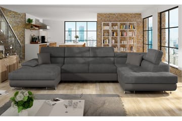RAMERO Bäddsoffa m. Divan och Schäslong Förvaring 4-sits Grå - Möbler - Vardagsrum - Bäddsoffor - U bäddsoffa