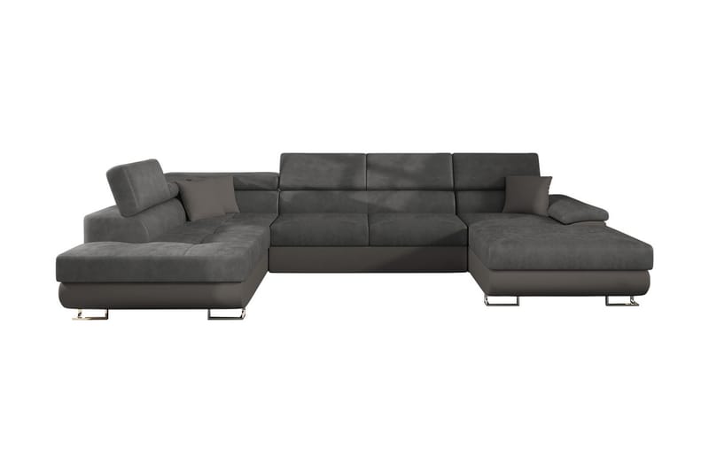 RAMERO Bäddsoffa m. Divan och Schäslong Förvaring 4-sits Grå - Möbler - Vardagsrum - Bäddsoffor - U bäddsoffa