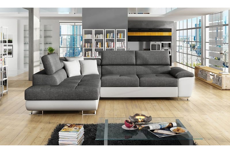 RAMERO U-bäddsoffa Vit/Grå - Vit/Grå - Möbler - Vardagsrum - Bäddsoffor