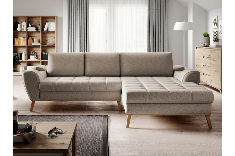 Rathkeale 3-sits Hörnbäddsoffa Beige - Möbler - Vardagsrum - Bäddsoffor - Hörnbäddsoffa