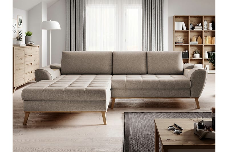 Rathkeale 3-sits Hörnbäddsoffa Beige - Möbler - Vardagsrum - Bäddsoffor - Hörnbäddsoffa