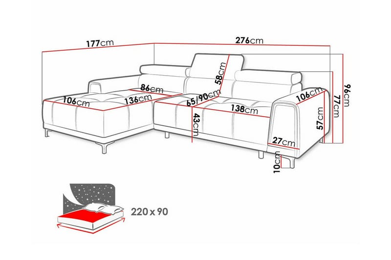 Rathkeale 3-sits Hörnbäddsoffa Ljusgrå - Hörnbäddsoffa - Bäddsoffor