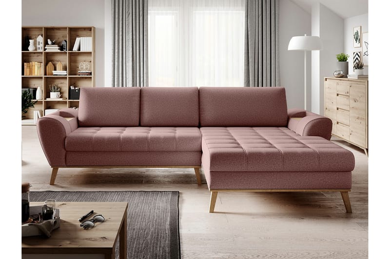 Rathkeale 3-sits Hörnbäddsoffa Rosa - Möbler - Vardagsrum - Bäddsoffor - Hörnbäddsoffa