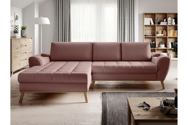 Rathkeale 3-sits Hörnbäddsoffa Rosa - Möbler - Vardagsrum - Bäddsoffor - Hörnbäddsoffa