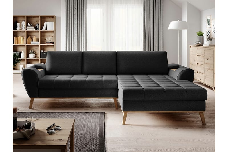 Rathkeale 3-sits Hörnbäddsoffa Svart - Möbler - Vardagsrum - Bäddsoffor - Hörnbäddsoffa