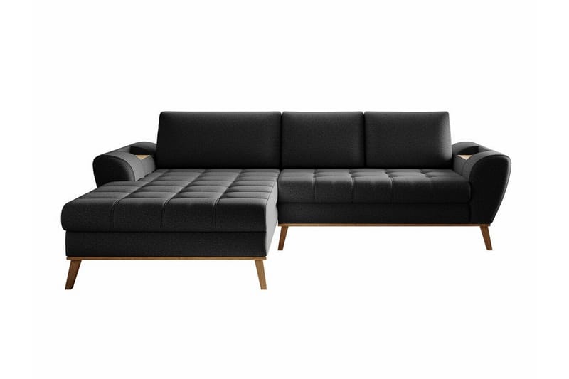 Rathkeale 3-sits Hörnbäddsoffa Svart/Trä - M�öbler - Vardagsrum - Bäddsoffor - Hörnbäddsoffa