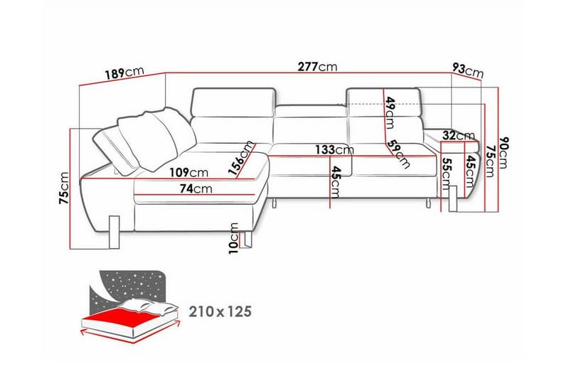 Rathkeale 4-sits Hörnbäddsoffa Dark blue - Möbler - Vardagsrum - Bäddsoffor - Hörnbäddsoffa