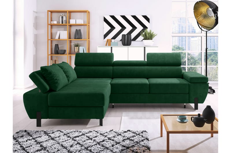 Rathkeale 4-sits Hörnbäddsoffa Grön - Möbler - Vardagsrum - Bäddsoffor - Hörnbäddsoffa