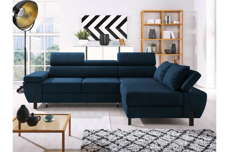 Rathkeale 4-sits Hörnbäddsoffa Mörkblå - Möbler - Vardagsrum - Bäddsoffor - Hörnbäddsoffa
