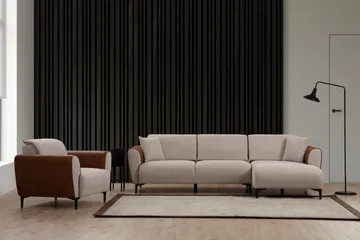 Rebelo Bäddsoffa med divan - Beige - Möbler - Vardagsrum - Bäddsoffor