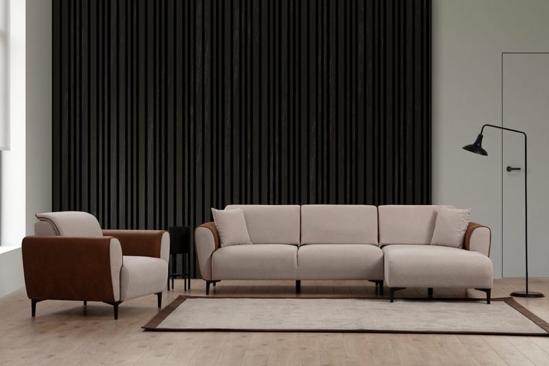 Rebelo Bäddsoffa med divan - Beige - Möbler - Vardagsrum - Bäddsoffor - Hörnbäddsoffa