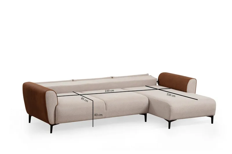 Rebelo Bäddsoffa med divan - Beige - Möbler - Vardagsrum - Bäddsoffor - Hörnbäddsoffa