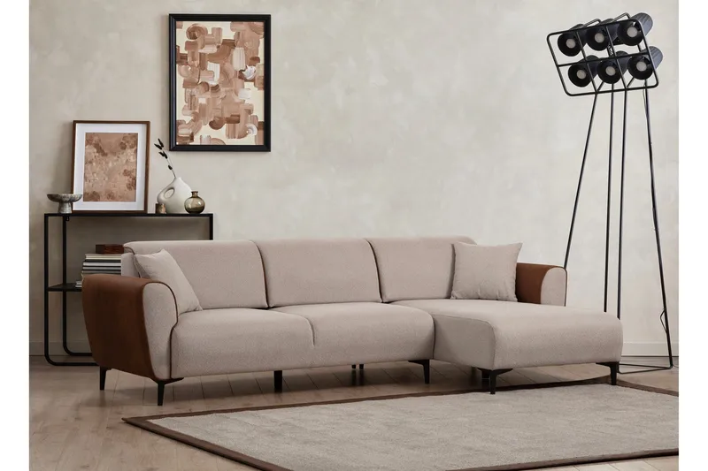 Rebelo Bäddsoffa med divan - Beige - Möbler - Vardagsrum - Bäddsoffor - Hörnbäddsoffa