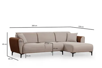 Rebelo Bäddsoffa med divan - Beige - Möbler - Vardagsrum - Bäddsoffor