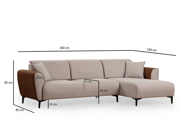 Rebelo Bäddsoffa med divan - Beige - Möbler - Vardagsrum - Bäddsoffor - Hörnbäddsoffa